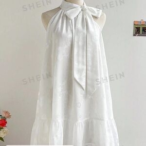 SHEIN White Halter Neck Dress